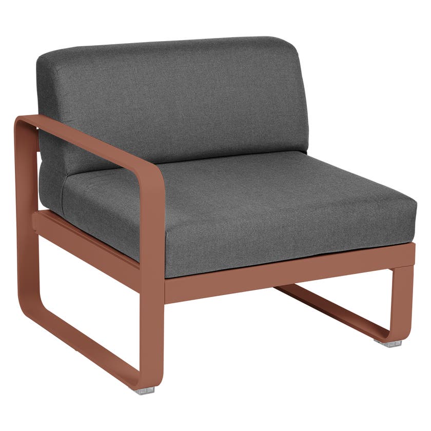 Module gauche BELLEVIE de Fermob, 1 place, Ocre rouge, coussin gris graphite Module gauche BELLEVIE de Fermob, 1 place, Ocre rouge, coussin gris graphite