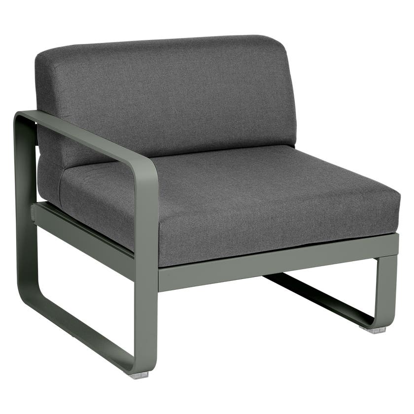 Module gauche BELLEVIE de Fermob, 1 place, Romarin, coussin gris graphite Module gauche BELLEVIE de Fermob, 1 place, Romarin, coussin gris graphite