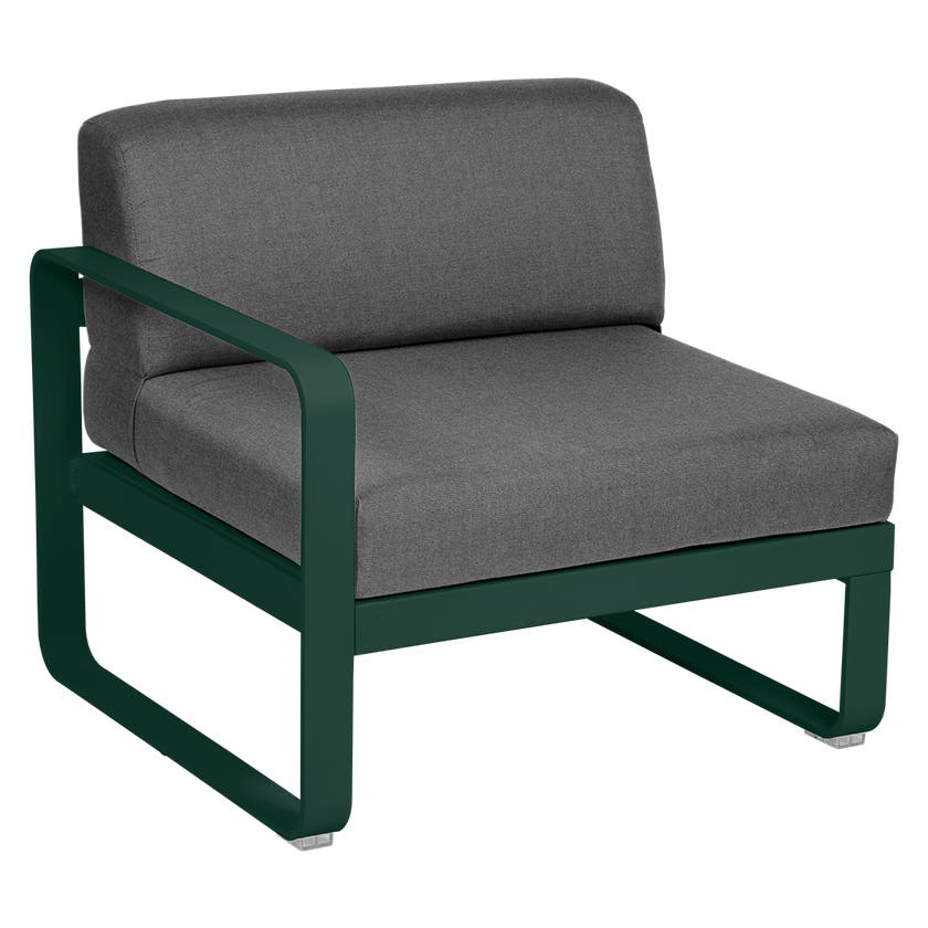 Module gauche BELLEVIE de Fermob, 1 place, Vert cèdre, coussin gris graphite Module gauche BELLEVIE de Fermob, 1 place, Vert cèdre, coussin gris graphite