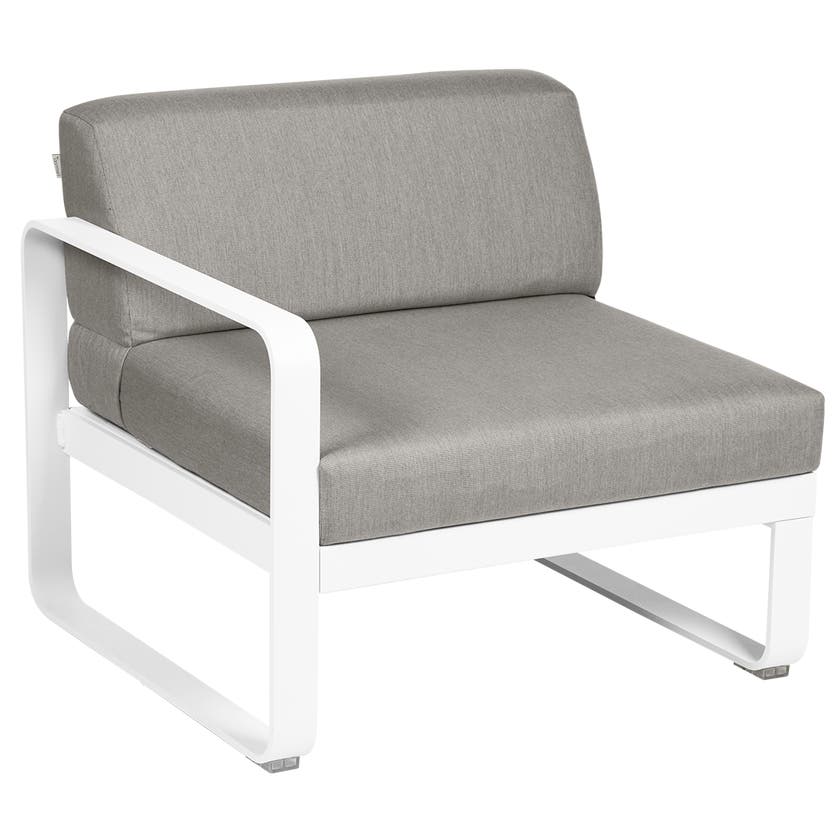 Module gauche BELLEVIE de Fermob, 1 place, Blanc coton, Coussin Taupe grisé Module gauche BELLEVIE de Fermob, 1 place, Blanc coton, Coussin Taupe grisé