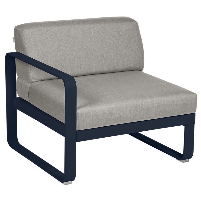 Module gauche BELLEVIE de Fermob, 1 place, Bleu abysse, Coussin Taupe grisé Module gauche BELLEVIE de Fermob, 1 place, Bleu abysse, Coussin Taupe grisé