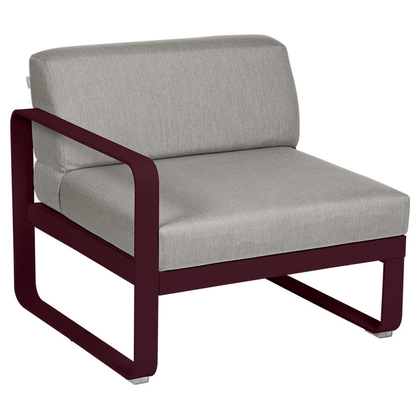 Module gauche BELLEVIE de Fermob, 1 place, Cerise noire, Coussin Taupe grisé Module gauche BELLEVIE de Fermob, 1 place, Cerise noire, Coussin Taupe grisé