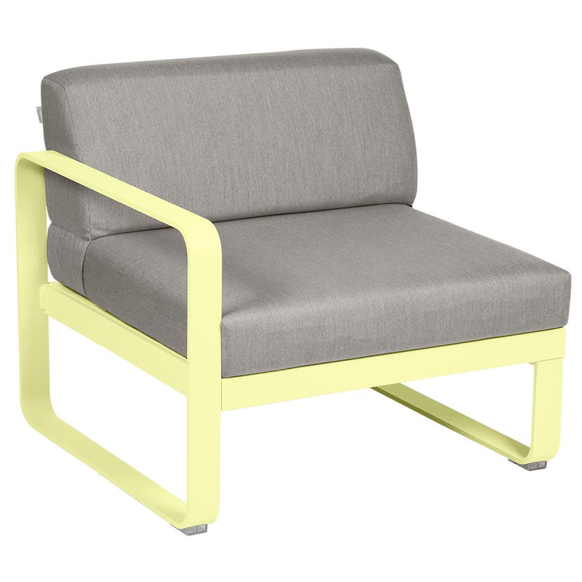 Module gauche BELLEVIE de Fermob, 1 place, Citron givré, Coussin Taupe grisé Module gauche BELLEVIE de Fermob, 1 place, Citron givré, Coussin Taupe grisé