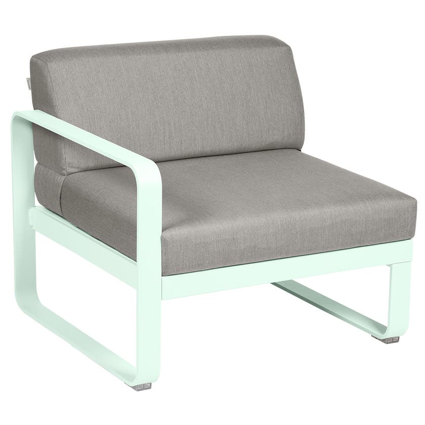 Module gauche BELLEVIE de Fermob, 1 place, Menthe glaciale, Coussin Taupe grisé Module gauche BELLEVIE de Fermob, 1 place, Menthe glaciale, Coussin Taupe grisé