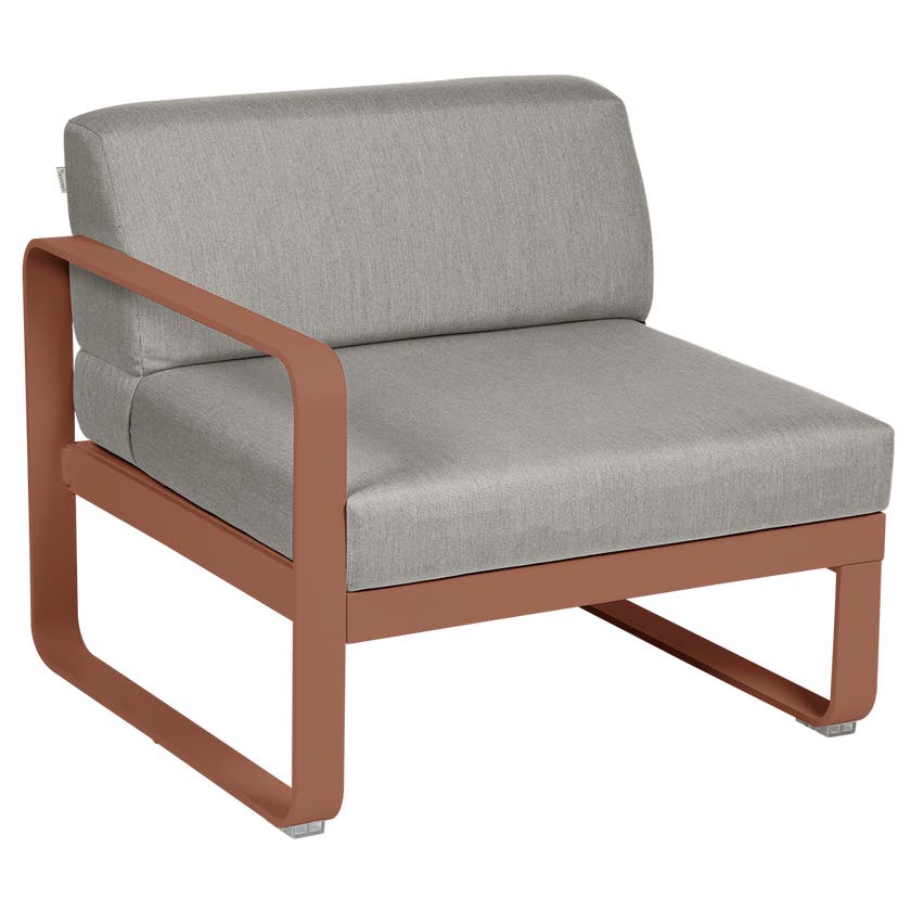 Module gauche BELLEVIE de Fermob, 1 place, Ocre rouge, Coussin Taupe grisé Module gauche BELLEVIE de Fermob, 1 place, Ocre rouge, Coussin Taupe grisé