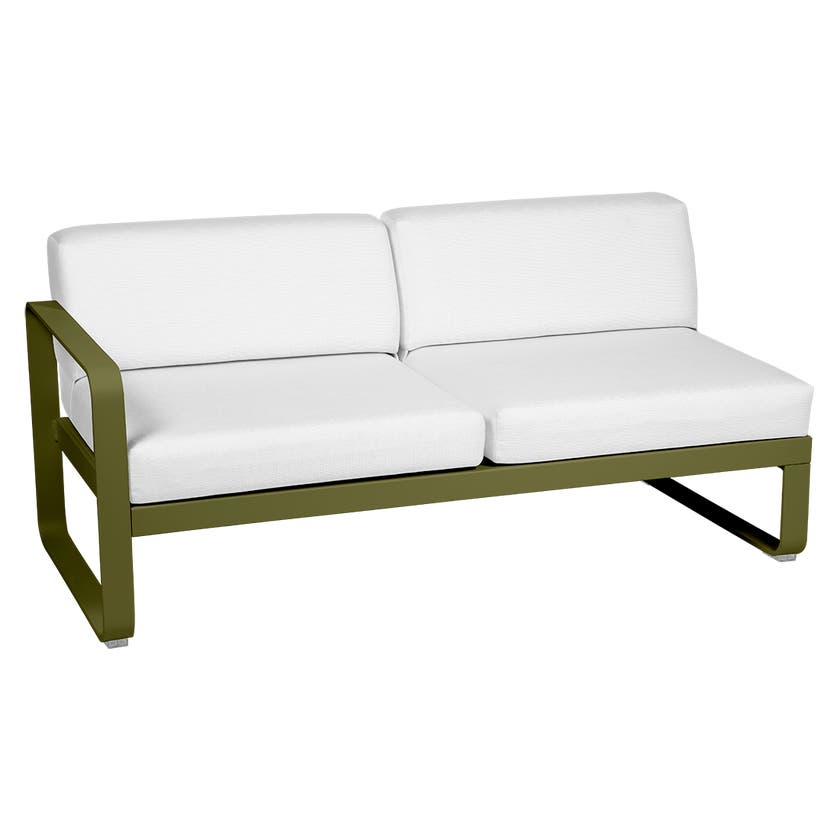 Module gauche BELLEVIE de Fermob, 2 places, Pesto, Coussin Blanc grisé Module gauche BELLEVIE de Fermob, 2 places, Pesto, Coussin Blanc grisé