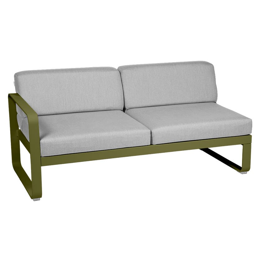 Module gauche BELLEVIE de Fermob, 2 places, Pesto, Coussin Gris flanelle Module gauche BELLEVIE de Fermob, 2 places, Pesto, Coussin Gris flanelle
