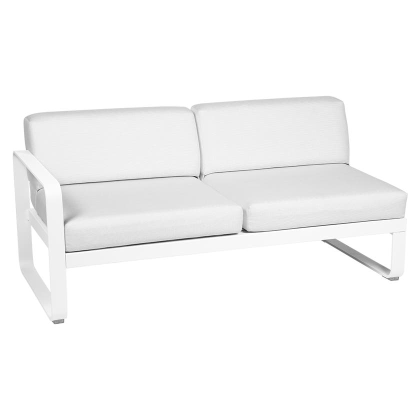 Module gauche BELLEVIE de Fermob, 2 places, Blanc coton, Coussin Blanc grisé Module gauche BELLEVIE de Fermob, 2 places, Blanc coton, Coussin Blanc grisé