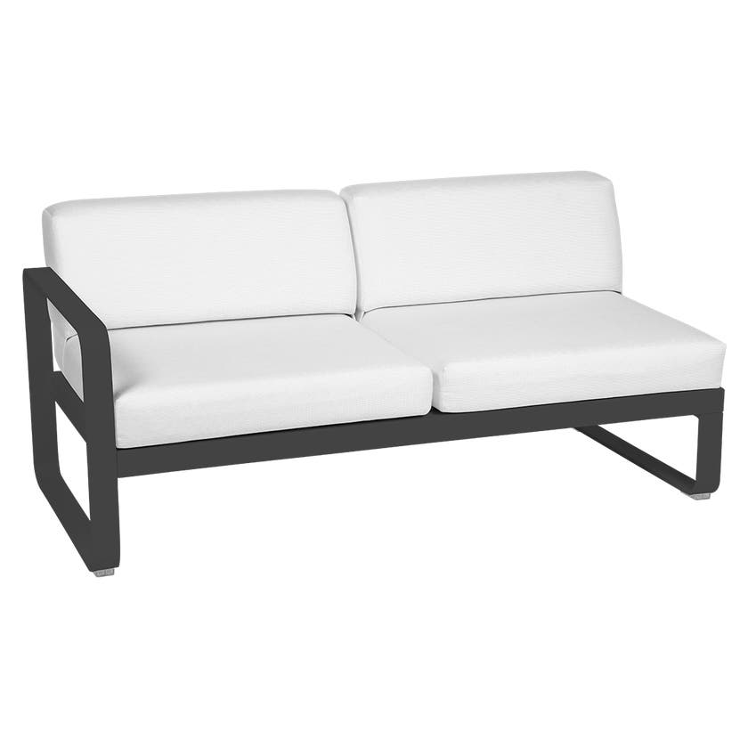 Module gauche BELLEVIE de Fermob, 2 places, Carbone , Coussin Blanc grisé Module gauche BELLEVIE de Fermob, 2 places, Carbone , Coussin Blanc grisé