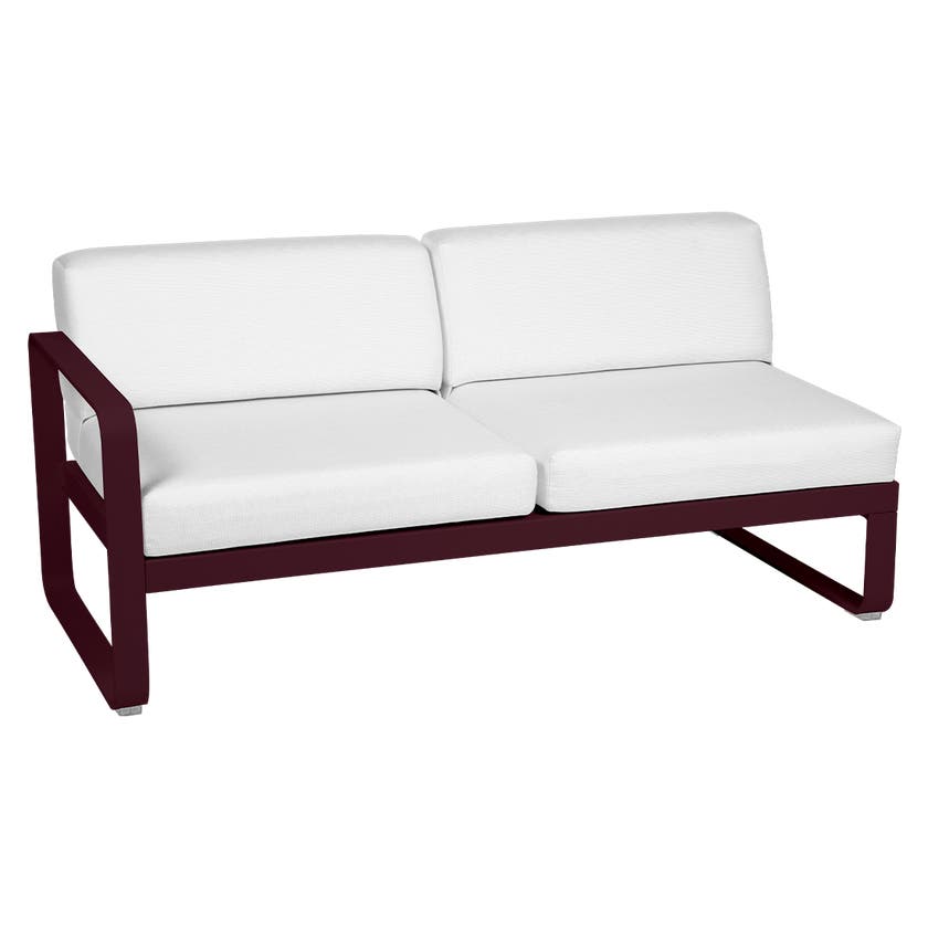 Module gauche BELLEVIE de Fermob, 2 places, Cerise noire, Coussin Blanc grisé Module gauche BELLEVIE de Fermob, 2 places, Cerise noire, Coussin Blanc grisé
