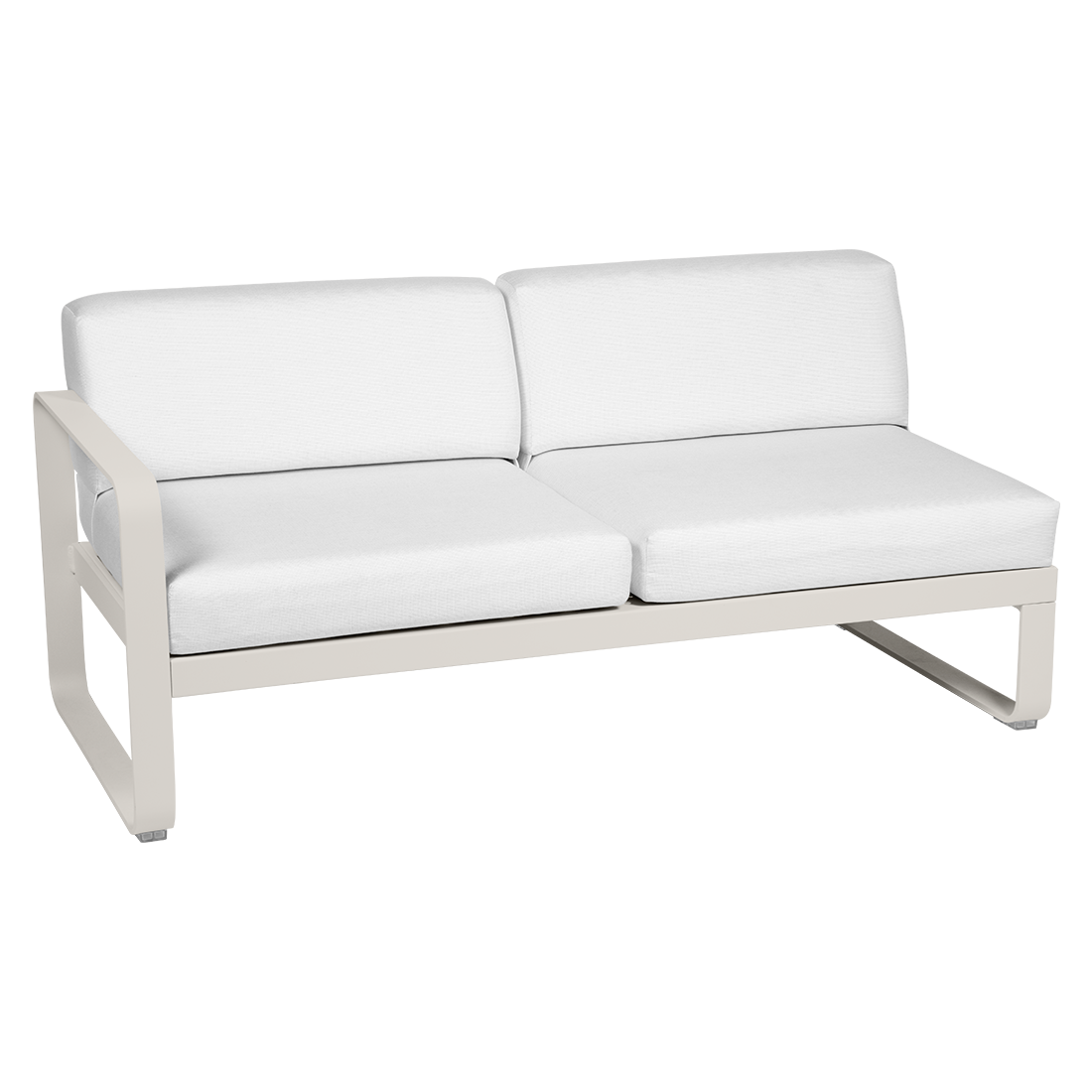 Module gauche BELLEVIE, 2 places, Gris argile, Coussin Blanc grisé