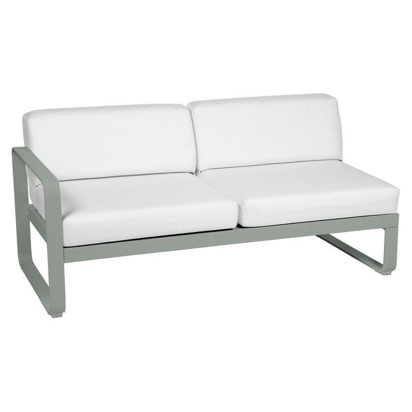 Module gauche BELLEVIE de Fermob, 2 places, Gris lapilli, Coussin Blanc grisé Module gauche BELLEVIE de Fermob, 2 places, Gris lapilli, Coussin Blanc grisé