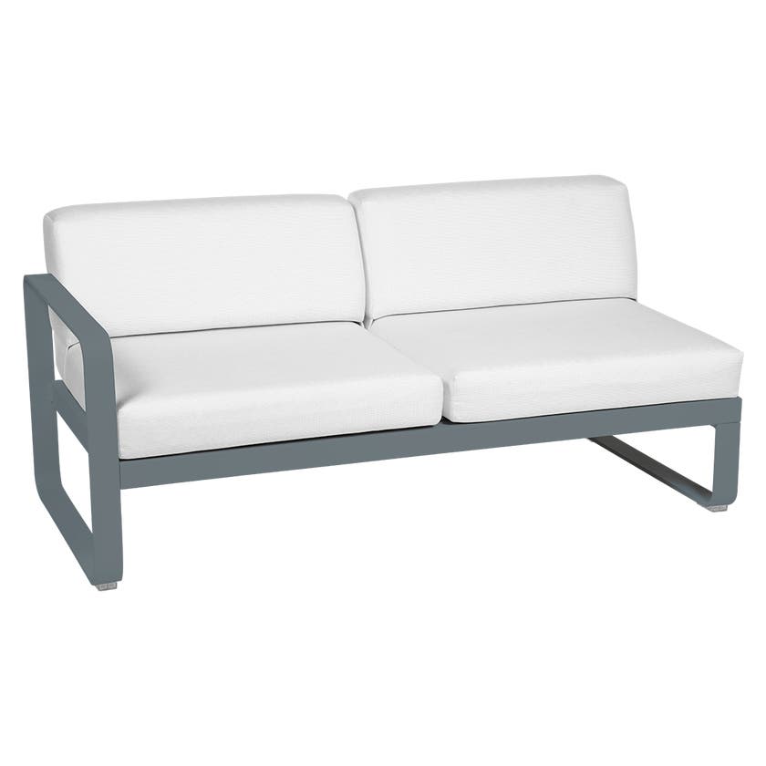 Module gauche BELLEVIE de Fermob, 2 places, Gris orage, Coussin Blanc grisé Module gauche BELLEVIE de Fermob, 2 places, Gris orage, Coussin Blanc grisé