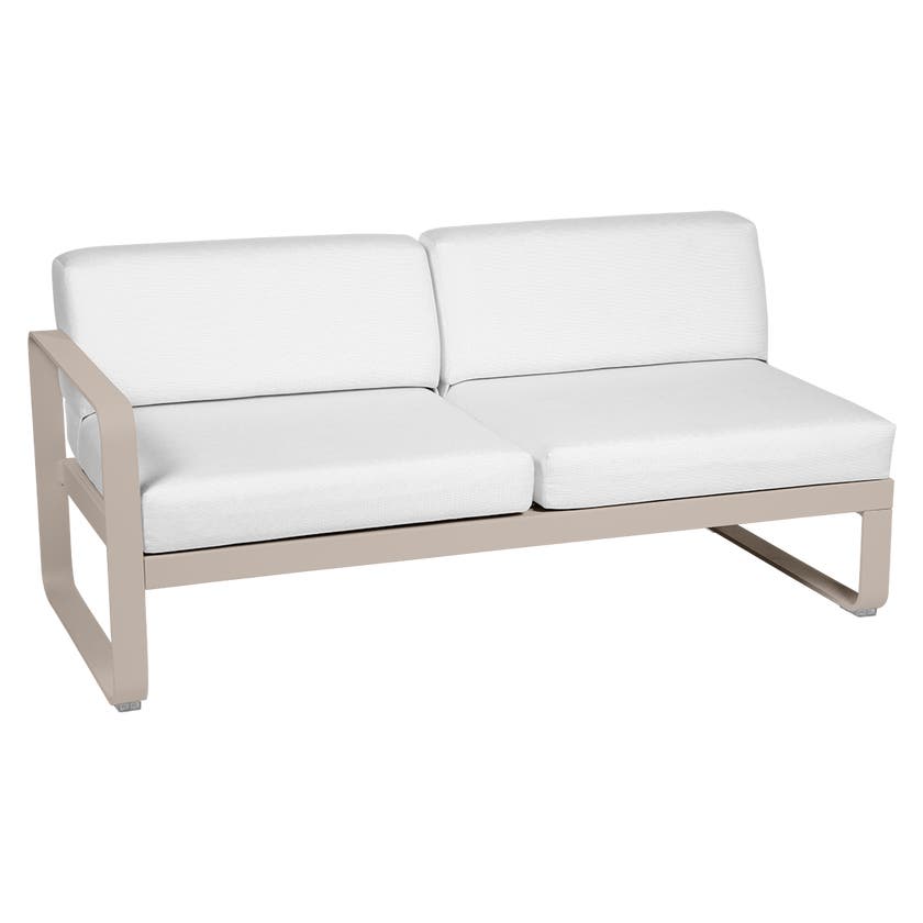 Module gauche BELLEVIE de Fermob, 2 places, Muscade, Coussin Blanc grisé Module gauche BELLEVIE de Fermob, 2 places, Muscade, Coussin Blanc grisé