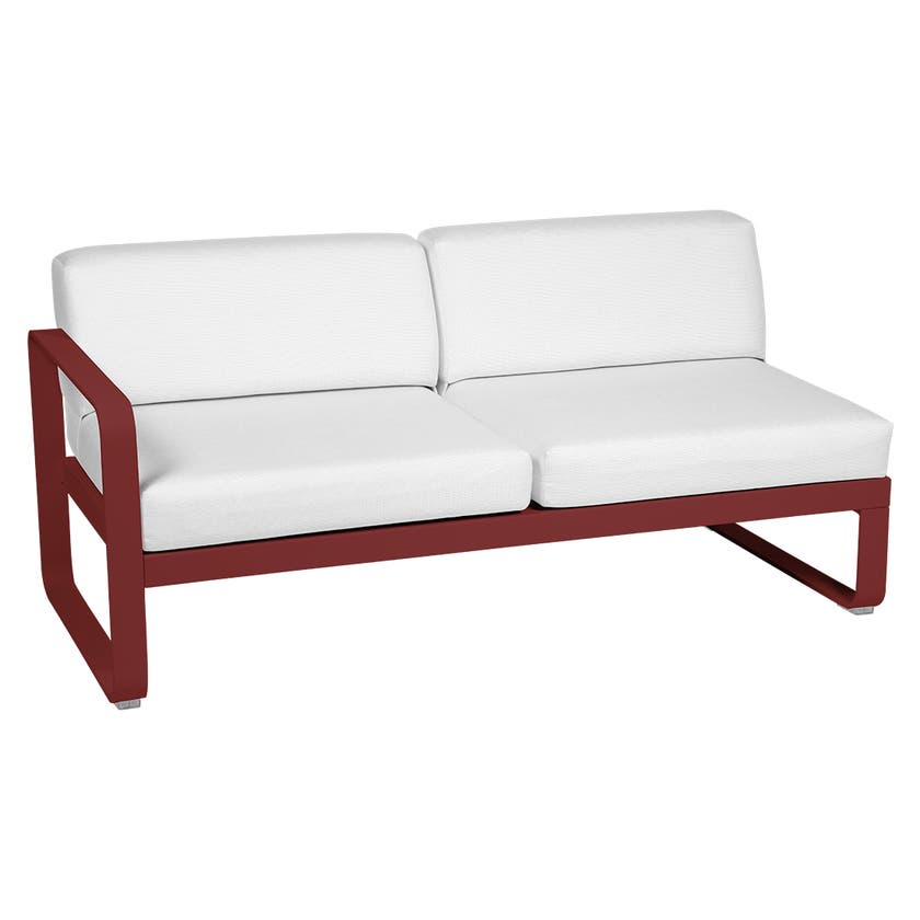 Module gauche BELLEVIE de Fermob, 2 places, Piment, Coussin Blanc grisé Module gauche BELLEVIE de Fermob, 2 places, Piment, Coussin Blanc grisé