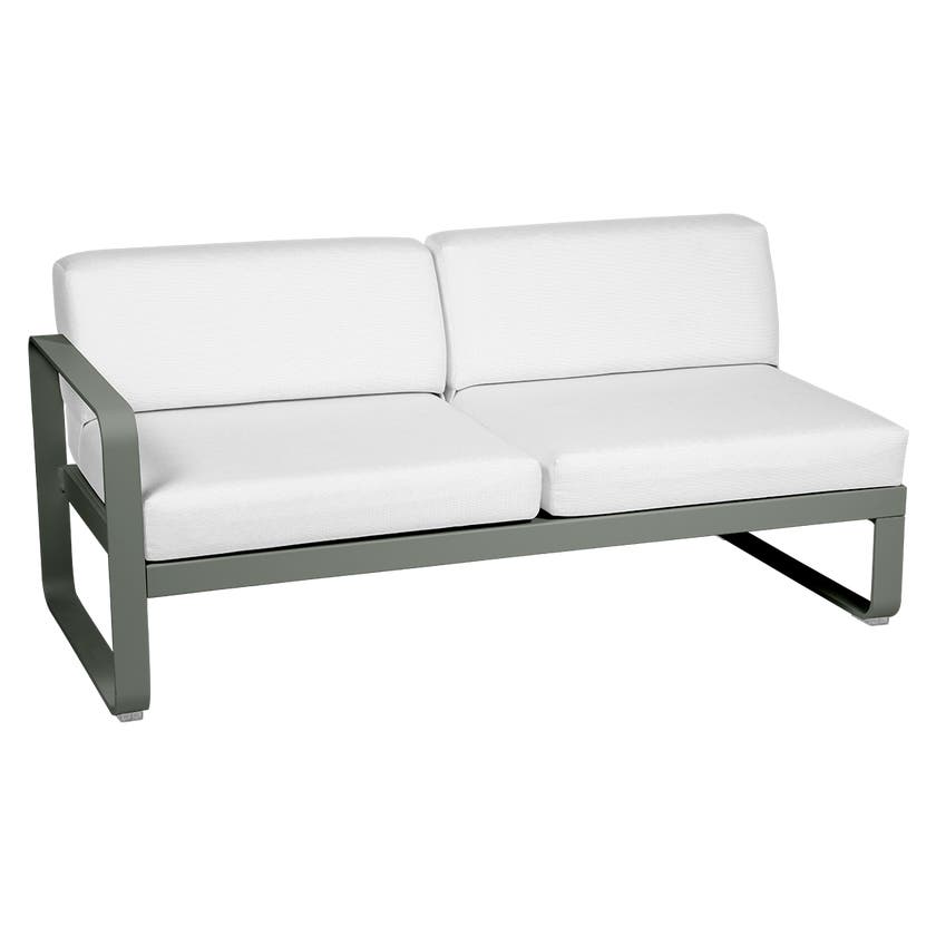 Module gauche BELLEVIE de Fermob, 2 places, Romarin, Coussin Blanc grisé Module gauche BELLEVIE de Fermob, 2 places, Romarin, Coussin Blanc grisé