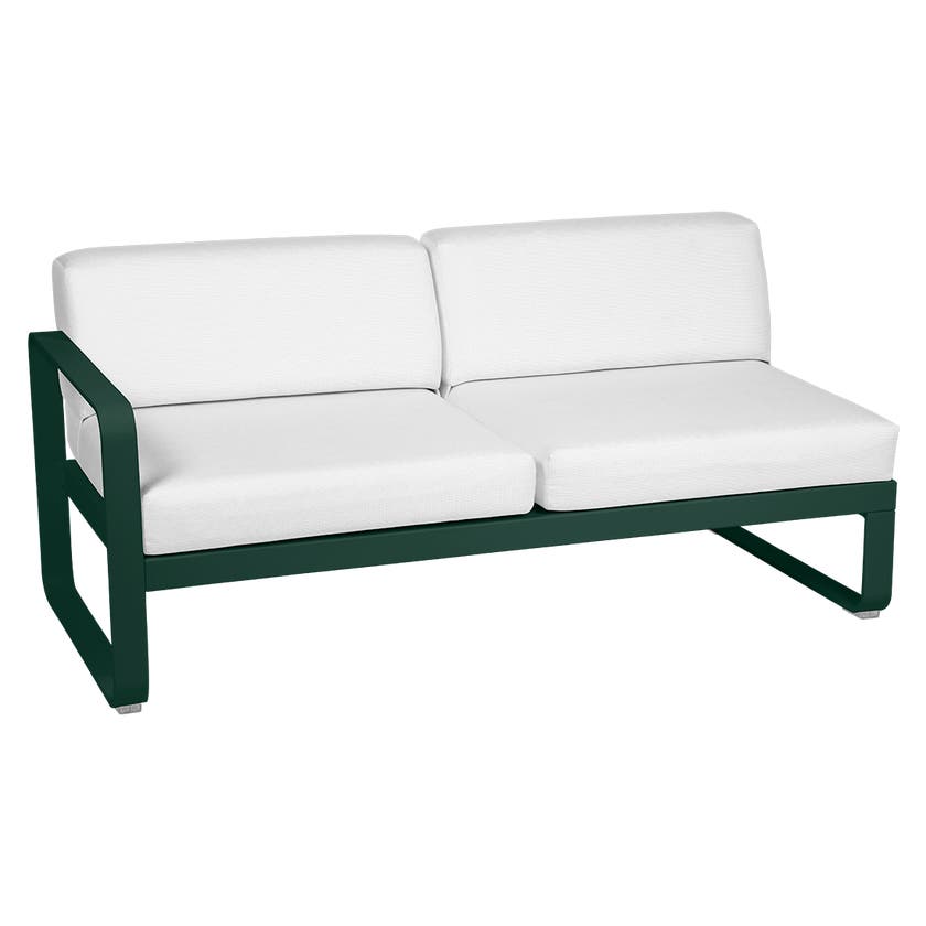 Module gauche BELLEVIE de Fermob, 2 places, Vert cèdre, Coussin Blanc grisé Module gauche BELLEVIE de Fermob, 2 places, Vert cèdre, Coussin Blanc grisé