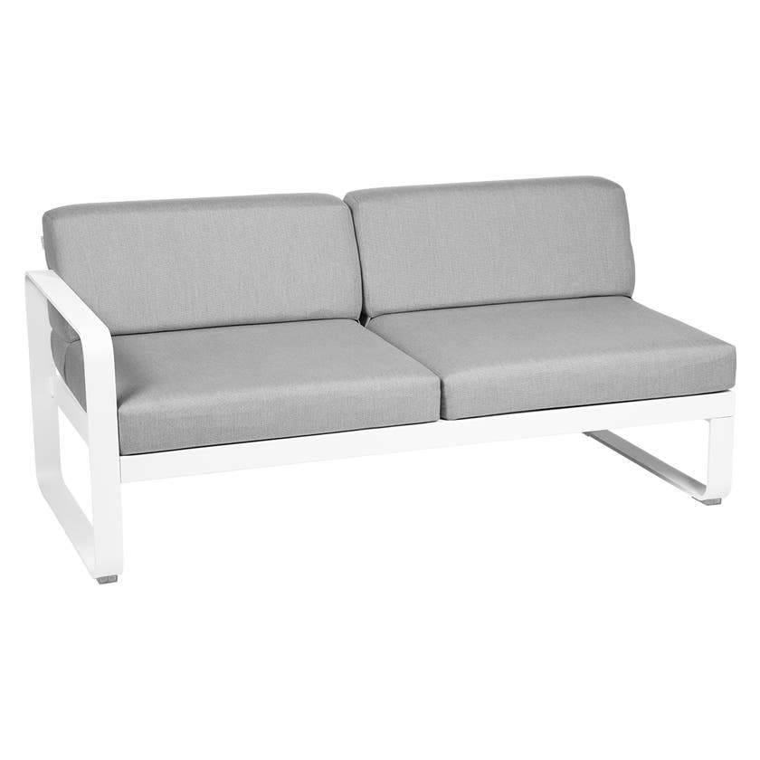 Module gauche BELLEVIE de Fermob, 2 places, Blanc coton, Coussin Gris flanelle Module gauche BELLEVIE de Fermob, 2 places, Blanc coton, Coussin Gris flanelle