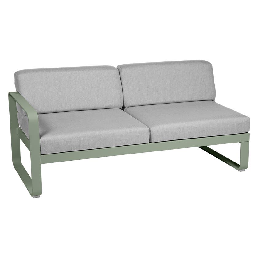 Module gauche BELLEVIE de Fermob, 2 places, Cactus, Coussin Gris flanelle Module gauche BELLEVIE de Fermob, 2 places, Cactus, Coussin Gris flanelle