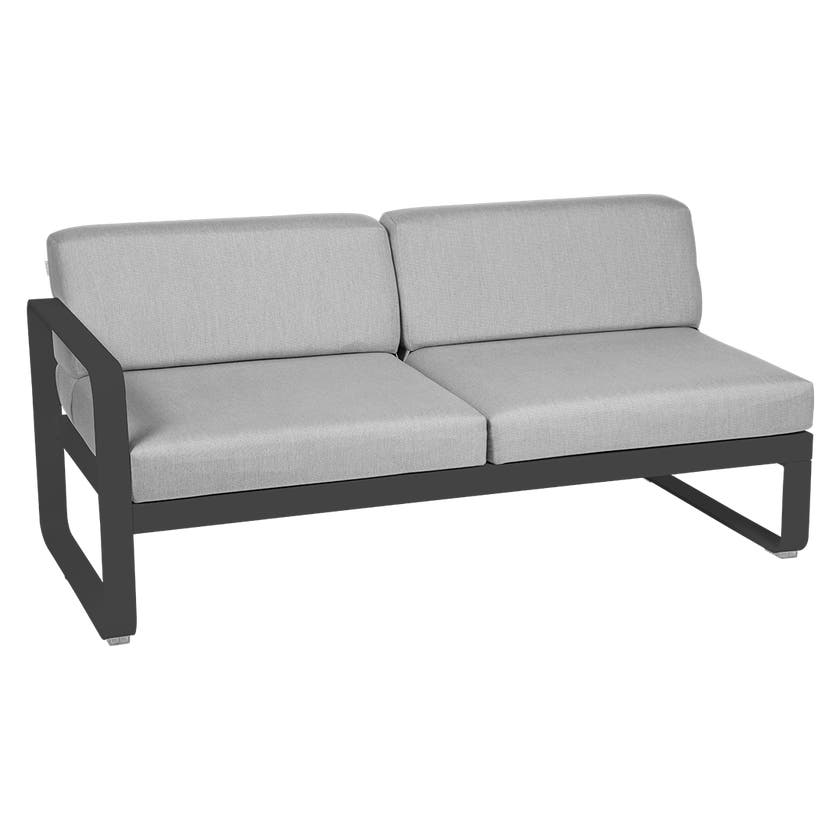 Module gauche BELLEVIE de Fermob, 2 places, Carbone , Coussin Gris flanelle Module gauche BELLEVIE de Fermob, 2 places, Carbone , Coussin Gris flanelle