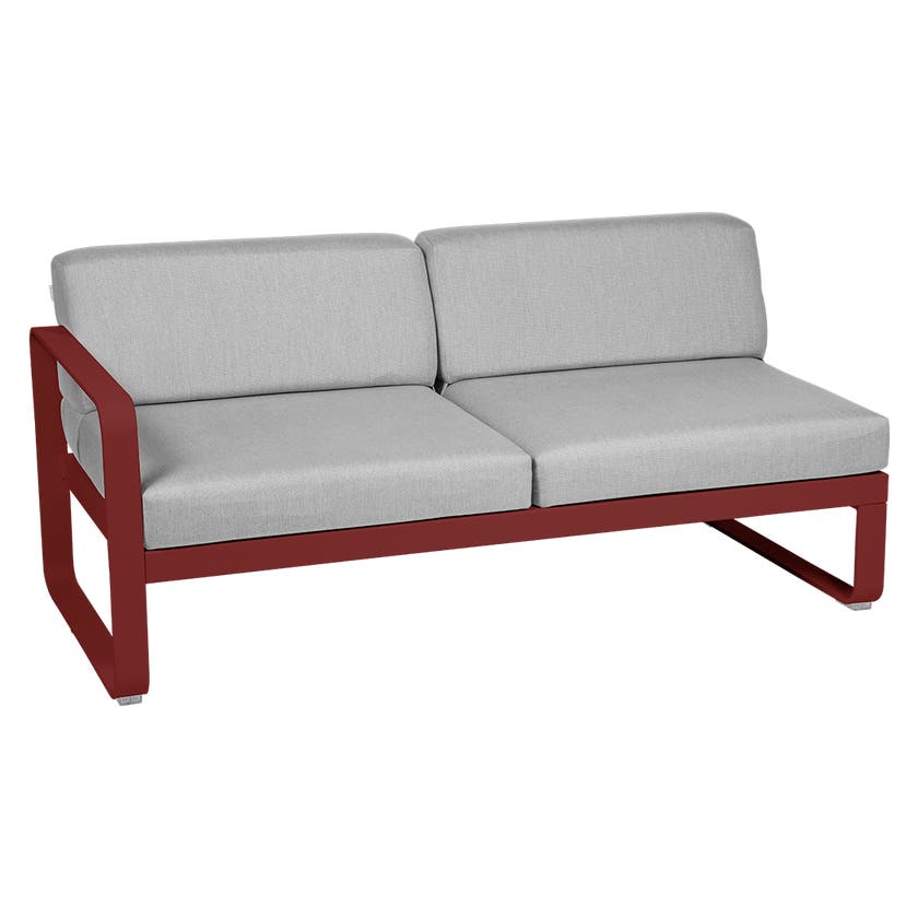 Module gauche BELLEVIE de Fermob, 2 places, Piment, Coussin Gris flanelle Module gauche BELLEVIE de Fermob, 2 places, Piment, Coussin Gris flanelle