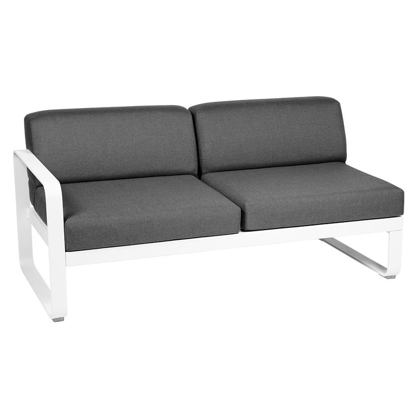 Module gauche BELLEVIE de Fermob, 2 places, Blanc coton, coussin gris graphite Module gauche BELLEVIE de Fermob, 2 places, Blanc coton, coussin gris graphite