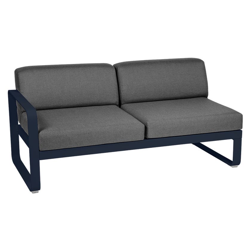 Module gauche BELLEVIE de Fermob, 2 places, Bleu abysse, coussin gris graphite Module gauche BELLEVIE de Fermob, 2 places, Bleu abysse, coussin gris graphite