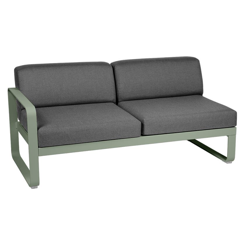 Module gauche BELLEVIE de Fermob, 2 places, Cactus, coussin gris graphite Module gauche BELLEVIE de Fermob, 2 places, Cactus, coussin gris graphite