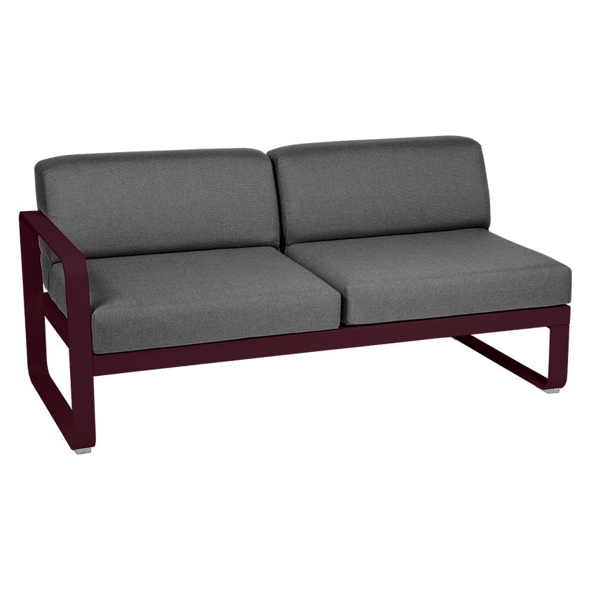 Module gauche BELLEVIE de Fermob, 2 places, Cerise noire, Coussin Gris graphite Module gauche BELLEVIE de Fermob, 2 places, Cerise noire, Coussin Gris graphite