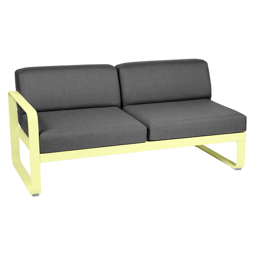 Module gauche BELLEVIE de Fermob, 2 places, Citron givré, coussin gris graphite Module gauche BELLEVIE de Fermob, 2 places, Citron givré, coussin gris graphite