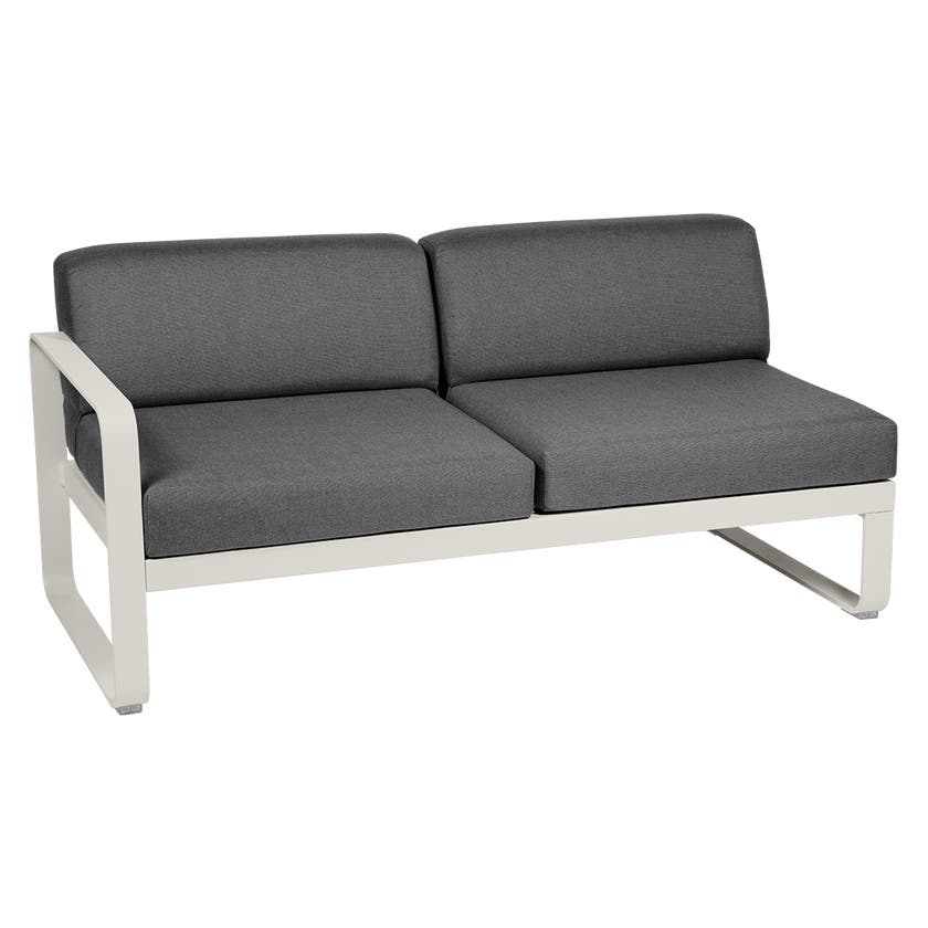Module gauche BELLEVIE de Fermob, 2 places, Gris argile, coussin gris graphite Module gauche BELLEVIE de Fermob, 2 places, Gris argile, coussin gris graphite