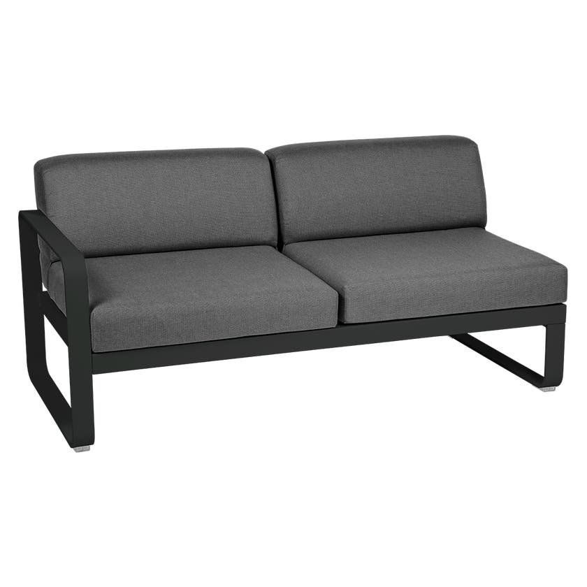 Module gauche BELLEVIE de Fermob, 2 places, Réglisse, coussin gris graphite Module gauche BELLEVIE de Fermob, 2 places, Réglisse, coussin gris graphite