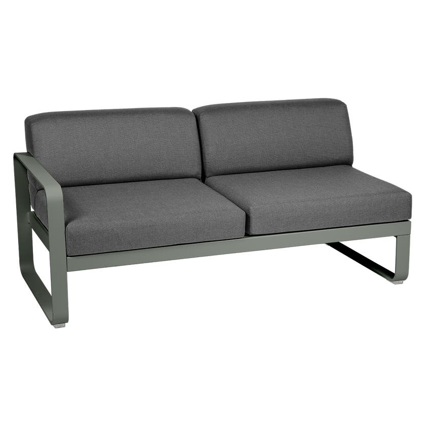Module gauche BELLEVIE de Fermob, 2 places, Romarin, coussin gris graphite Module gauche BELLEVIE de Fermob, 2 places, Romarin, coussin gris graphite