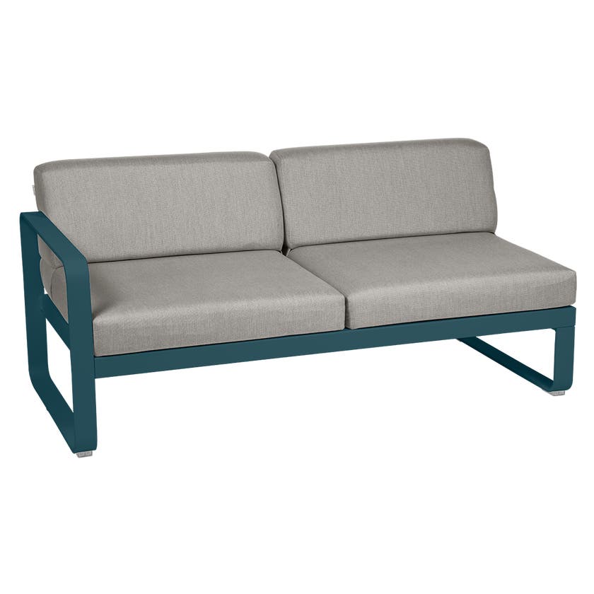 Module gauche BELLEVIE de Fermob, 2 places, Bleu acapulco, Coussin Taupe grisé Module gauche BELLEVIE de Fermob, 2 places, Bleu acapulco, Coussin Taupe grisé