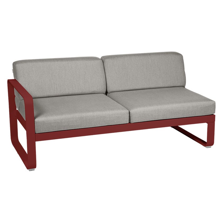 Module gauche BELLEVIE de Fermob, 2 places, Piment, Coussin Taupe grisé Module gauche BELLEVIE de Fermob, 2 places, Piment, Coussin Taupe grisé