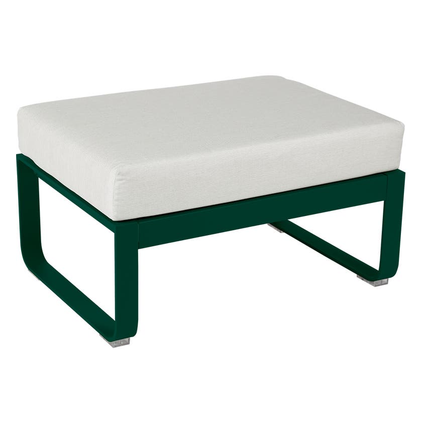 Pouf BELLEVIE de Fermob, Coussin Blanc grisé, Vert cèdre Pouf BELLEVIE de Fermob, Coussin Blanc grisé, Vert cèdre