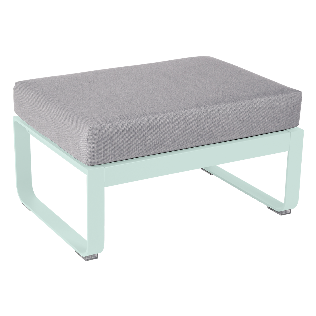 Pouf BELLEVIE, Coussin Gris flanelle, Menthe glaciale