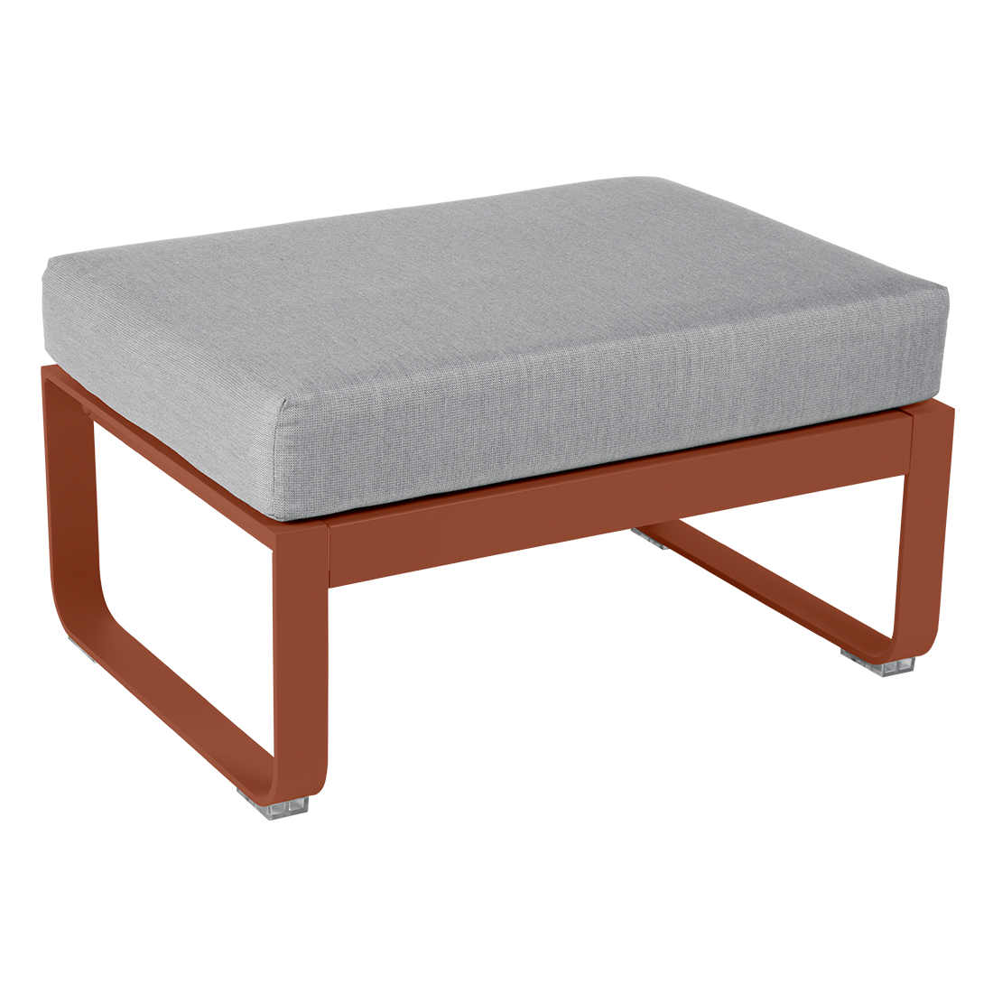 Pouf BELLEVIE, Coussin Gris flanelle, Ocre rouge