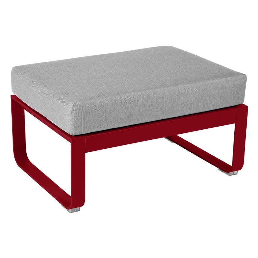 Pouf BELLEVIE de Fermob, Coussin Gris flanelle, Piment Pouf BELLEVIE de Fermob, Coussin Gris flanelle, Piment