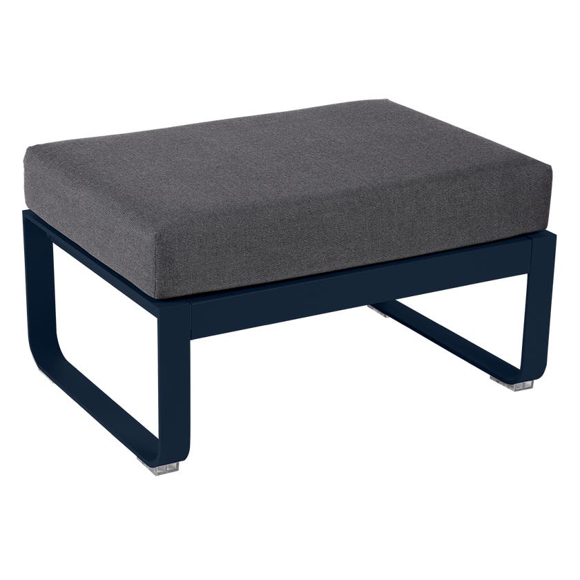 Pouf BELLEVIE de Fermob, coussin gris graphite, Bleu abysse Pouf BELLEVIE de Fermob, coussin gris graphite, Bleu abysse
