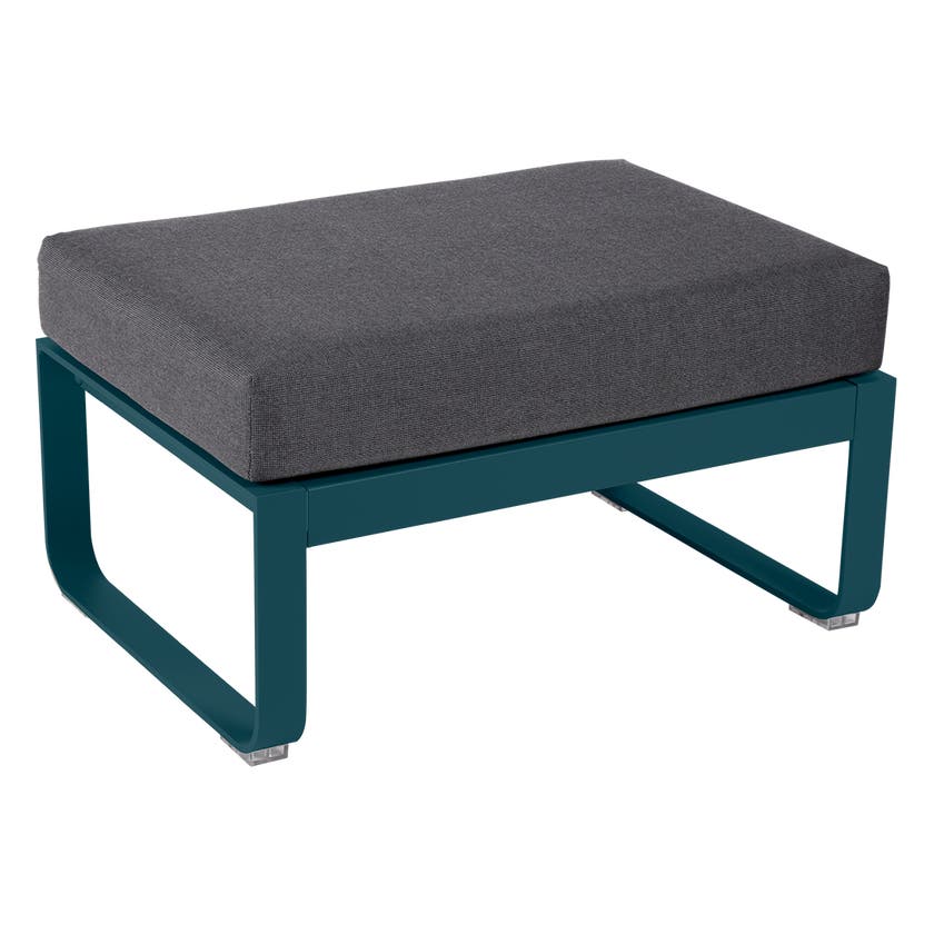 Pouf BELLEVIE de Fermob, coussin gris graphite, Bleu acapulco Pouf BELLEVIE de Fermob, coussin gris graphite, Bleu acapulco