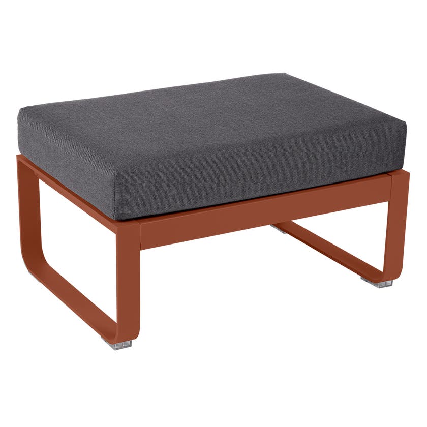 Pouf BELLEVIE de Fermob, coussin gris graphite, Ocre rouge Pouf BELLEVIE de Fermob, coussin gris graphite, Ocre rouge