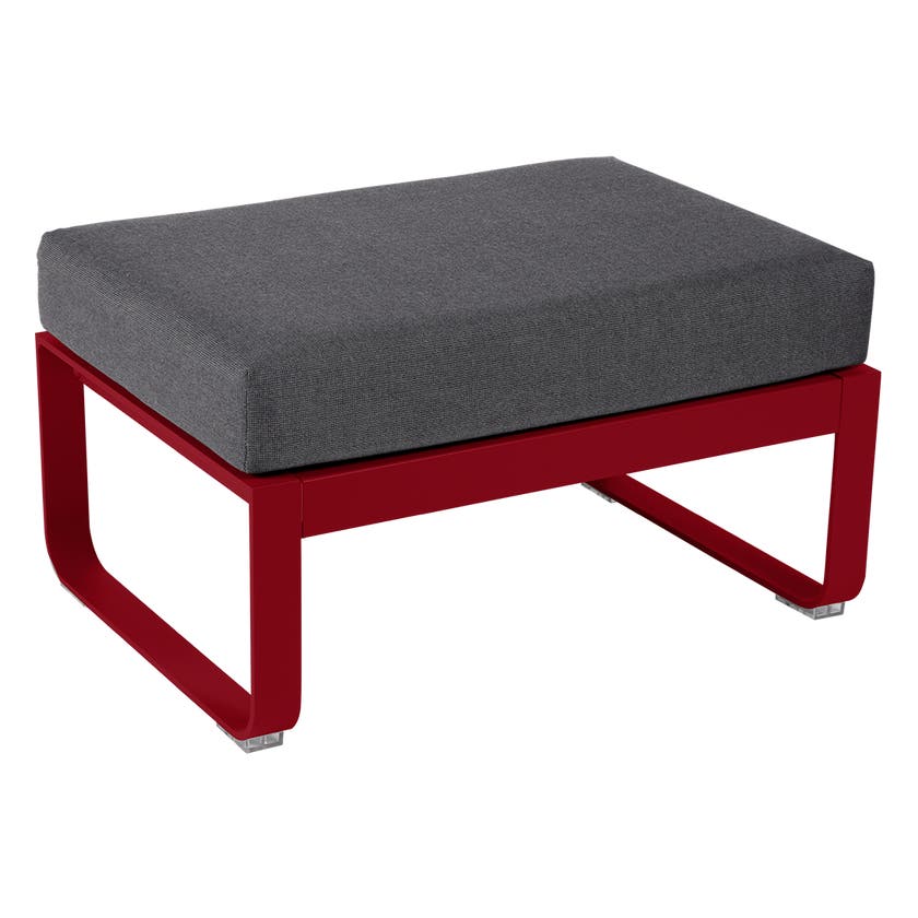 Pouf BELLEVIE de Fermob, coussin gris graphite, Piment Pouf BELLEVIE de Fermob, coussin gris graphite, Piment