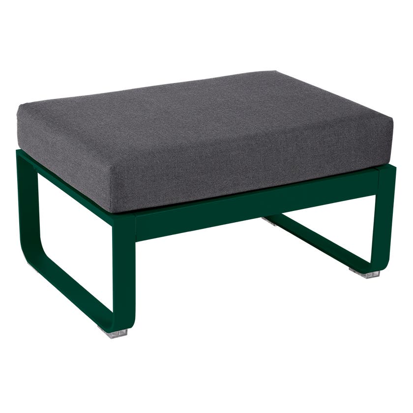 Pouf BELLEVIE de Fermob, coussin gris graphite, Vert cèdre Pouf BELLEVIE de Fermob, coussin gris graphite, Vert cèdre