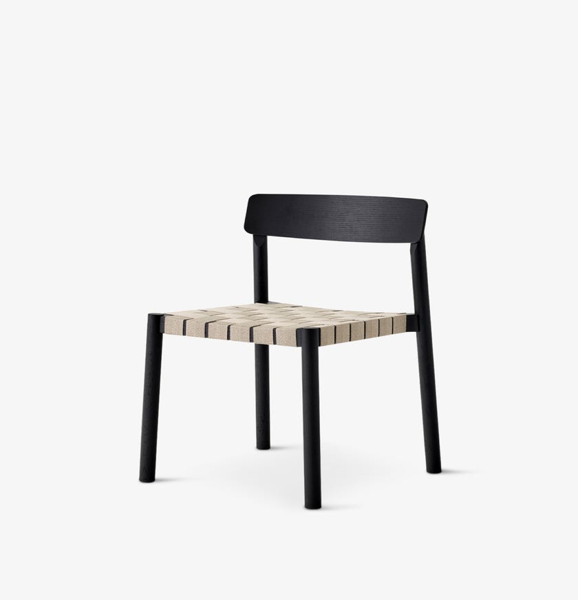 Chaise BETTY TK1 de &Tradition, Structure chêne laqué noir, Assise lin naturel
