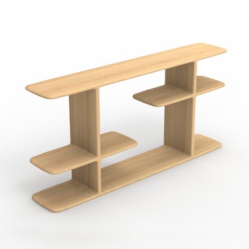 Bibliothèque basse TEHEME de DRUGEOT, 160 x 30 x 80, chêne vernis mat