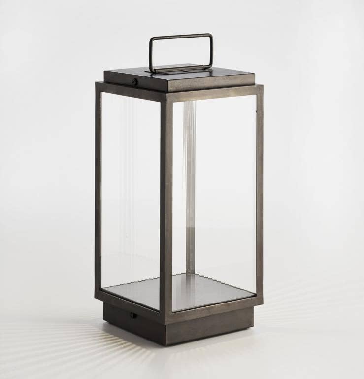 Lanterne portable BLAKES LED de Nautic, Bronze patiné foncé, Verre rainuré