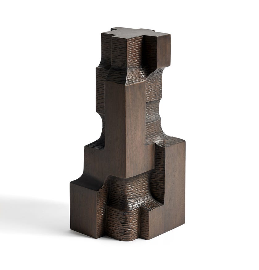 Block Organic sculpture - varnished mahogany - espresso