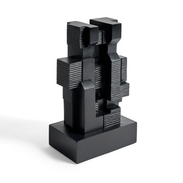 Block sculpture - varnished mahogany - black