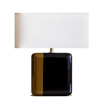 Lampe BOURBON de RED Edition, Bois laqué noir / moutarde et Laiton
